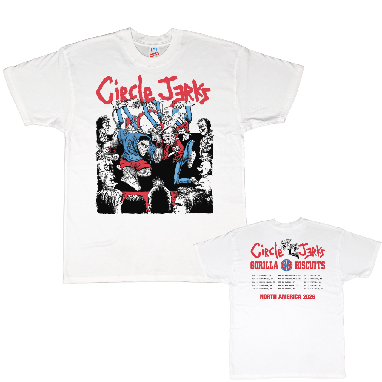 Circle Jerks X Gorilla Biscuits 2026 Tour T-Shirt (White) Circle Jerks X Gorilla Biscuits 2026 Tour T-Shirt (White)