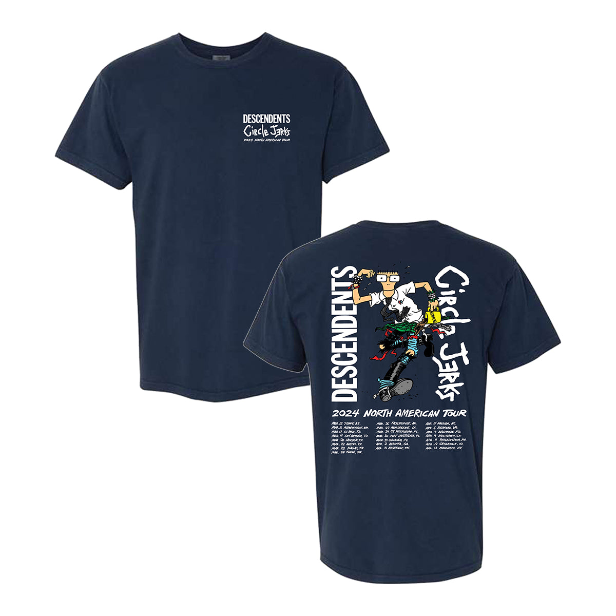 DESCENDENTS Circle Jerks 2024ツアーTシャツ　L 2024 Collab Tour T-Shirt with Pocket Print (True Navy